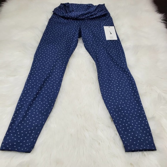 Nike Women's Small Blue Yoga Dots Twist Waist 7/8 Capri Leggings - Picture 5 of 10